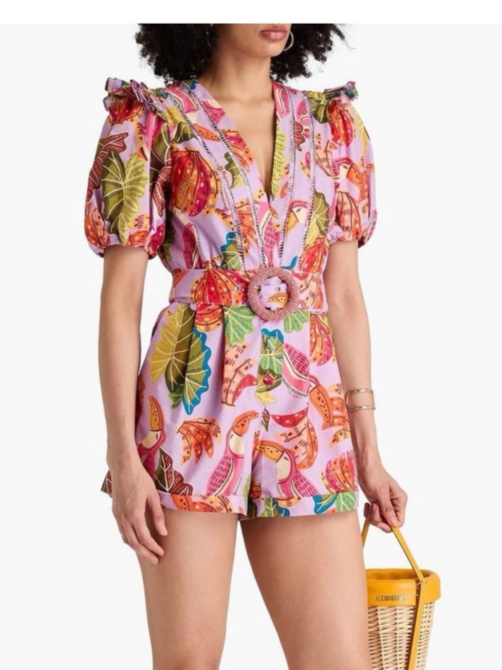 Farm Rio lilac beaks and bananas romper
